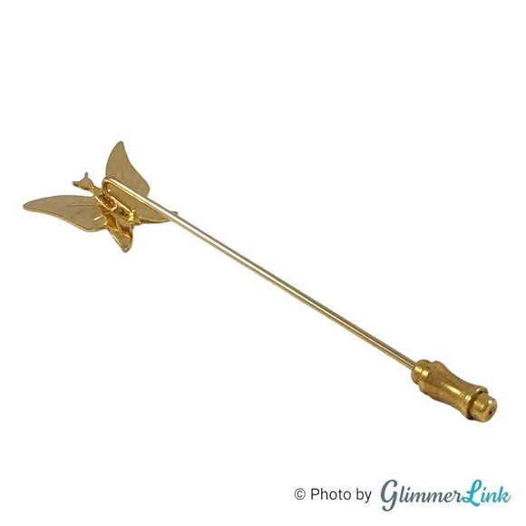 Vintage Gold Tone Butterfly Stick Pin - Picture 10 of 13